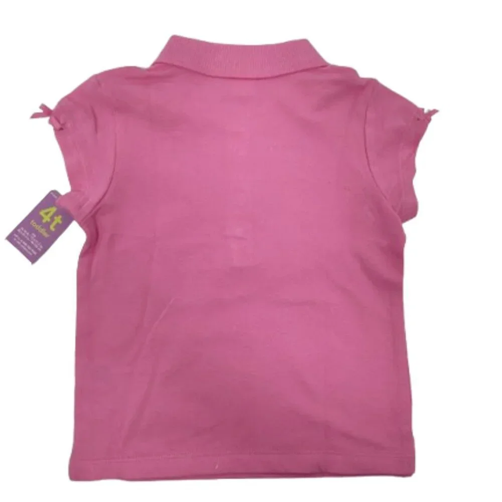 Carters' Y2K Pink Polo with Small Flower & Bow on Sleeve Size 4 T NWT
